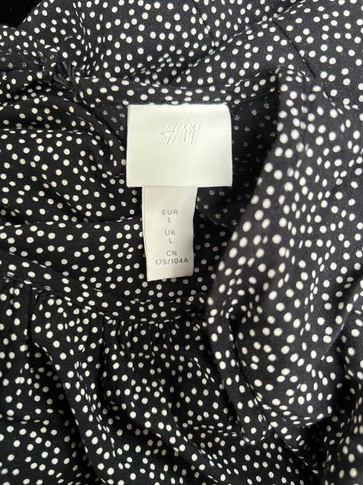 Longue robe noire à petits pois blancs H&M - Taille L - photo numéro 5