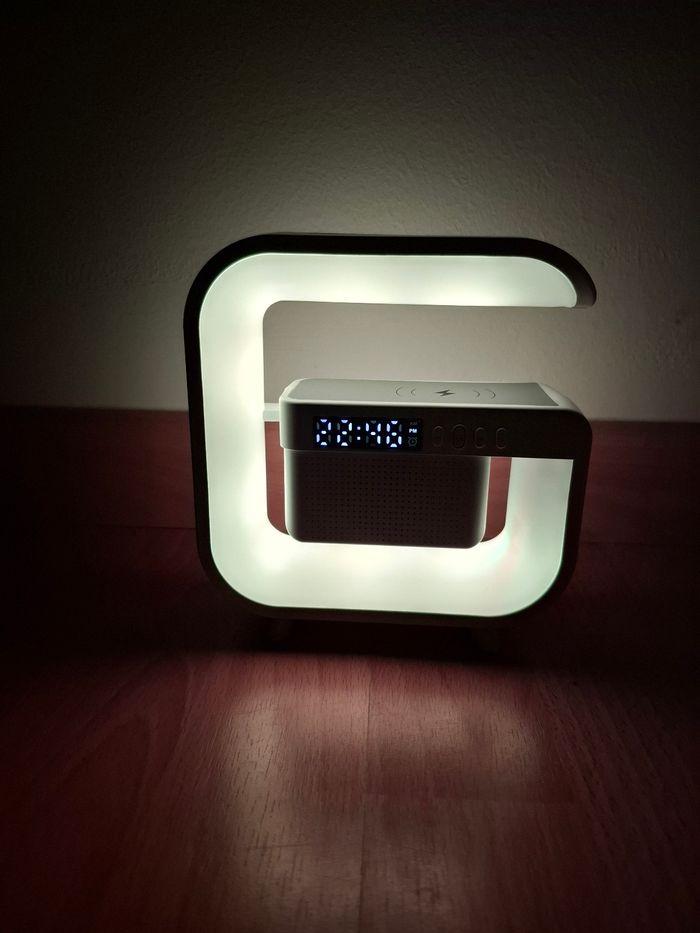 Enceinte Bluetooth led réveil station de charge à induction blanche neuve - photo numéro 6