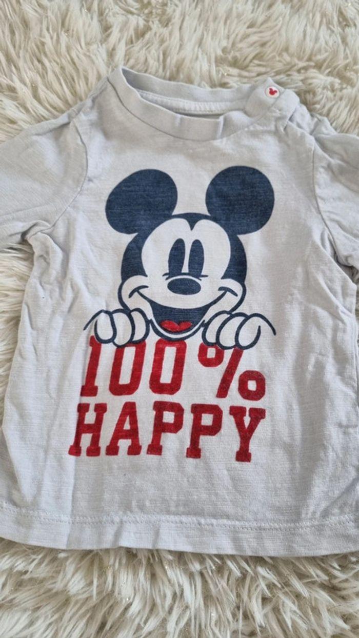 Joli tee-shirt manches longues Mickey taille 9 mois - photo numéro 2