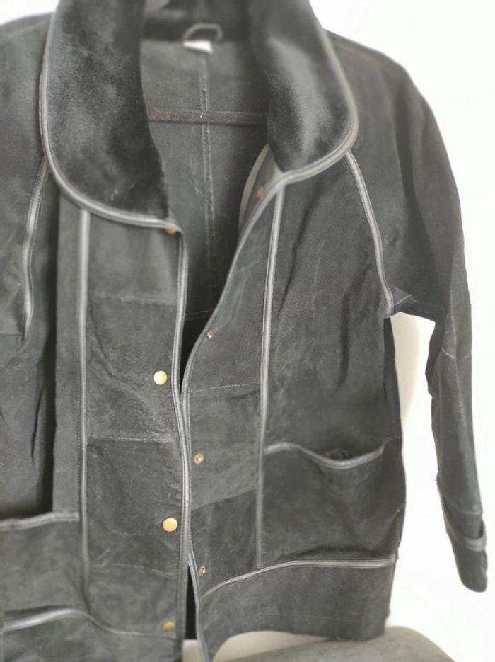 Veste vintage cuir noir - photo numéro 2