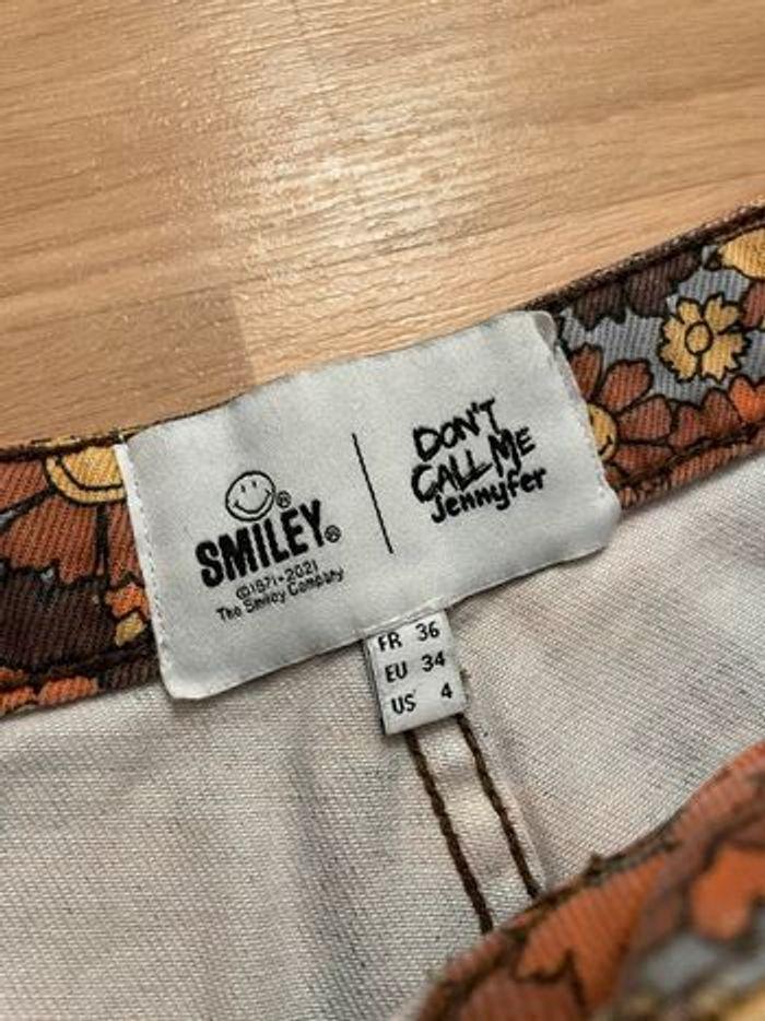 Jean vintage à fleurs pattes d’éléphant Jennyfer x Smiley taille S/36 - photo numéro 6