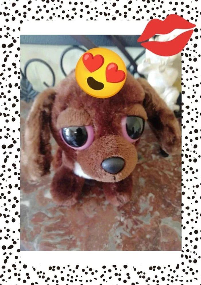 Peluche chien marron yeux roses - photo numéro 4