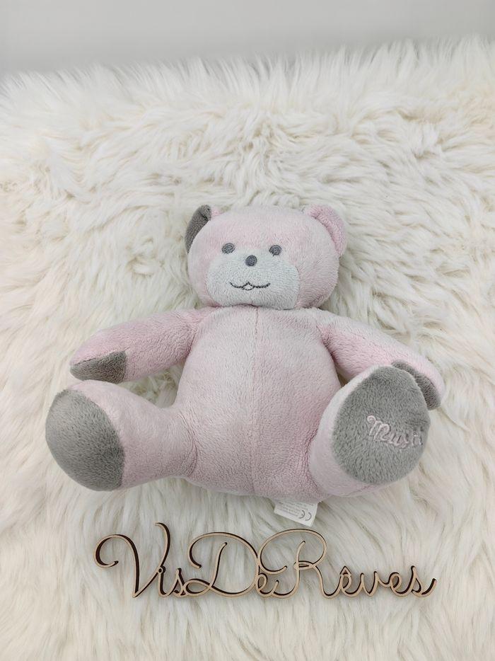 Doudou ours  Musti Mustela Rose et gris - photo numéro 5