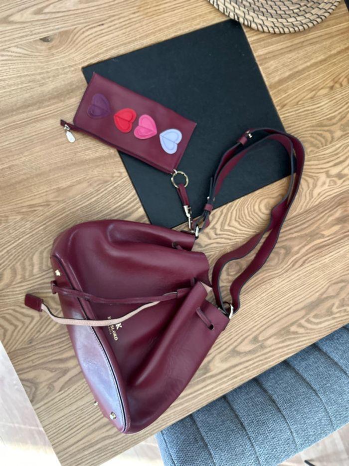 Kesslord sac sceau en cuir bordeaux avec pochette - photo numéro 2