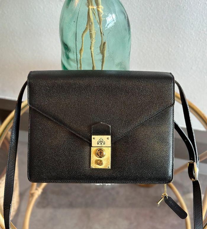 Sac bandoulière en cuir noir, made in France - Vintage Didier Lamarthe - photo numéro 3