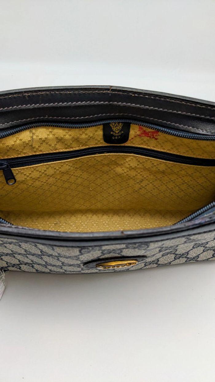 Sac vintage Gucci porté épaule ou bandoulière Monogramme cuir bleu et tissu - photo numéro 11