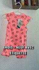 Combishort combinaison bébé fille 6mois / rose   Minnie Disney neuf étiquette