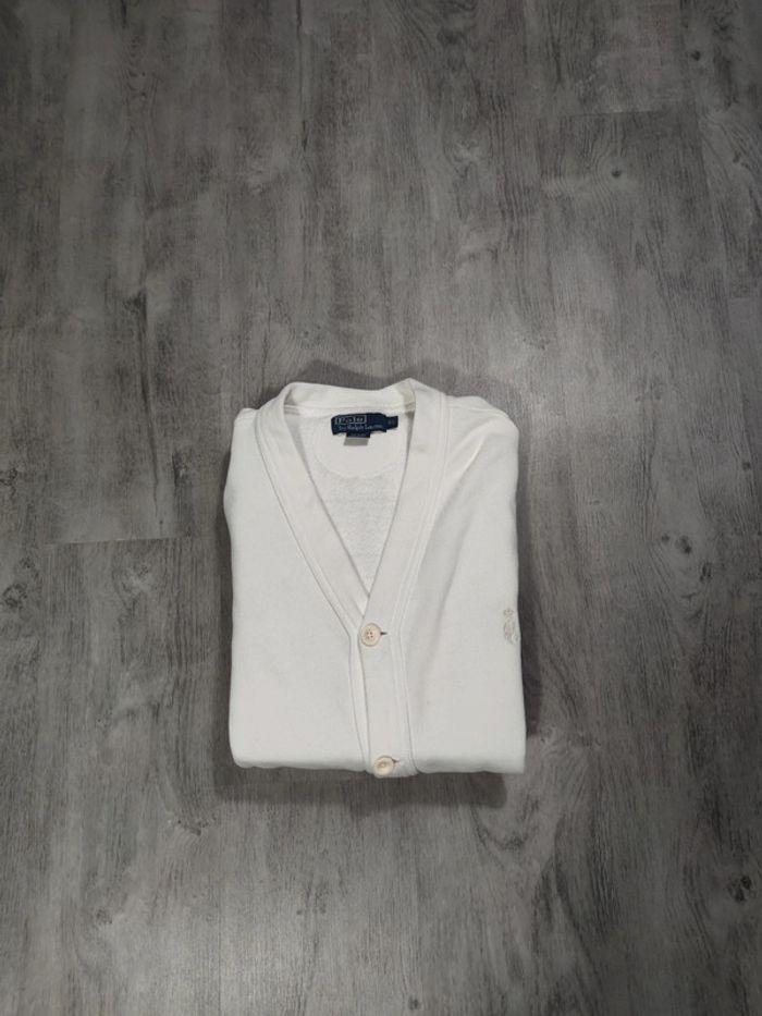 Pull Cardigan Ralph Lauren Blanc Logo Brodé Taille XL Homme - photo numéro 1