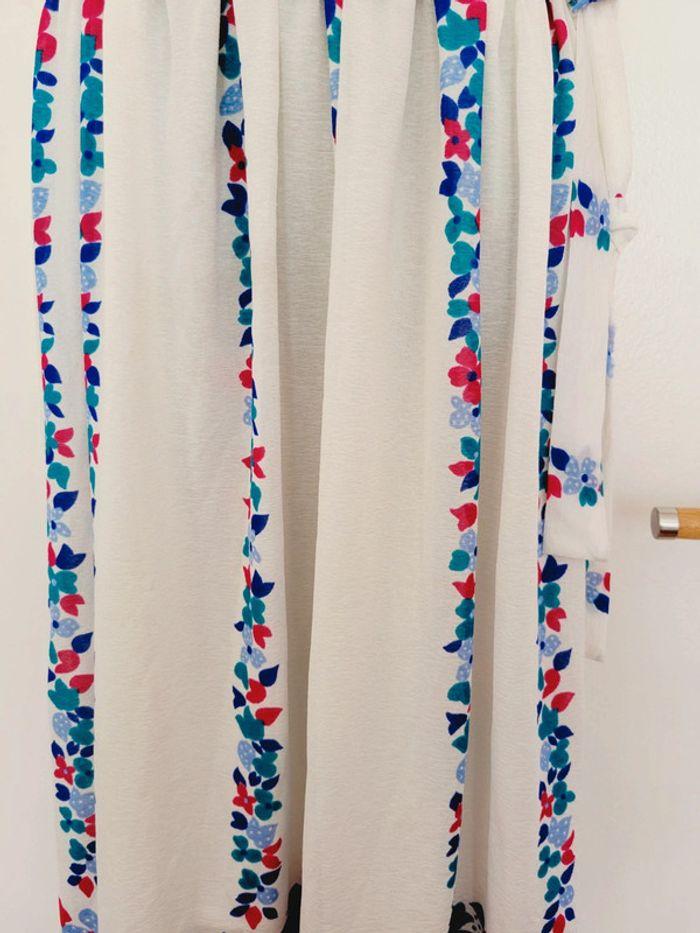 Robe légère été blanche motifs fleurs bleues et rouge Christine Laure taille 42 / XL - photo numéro 6