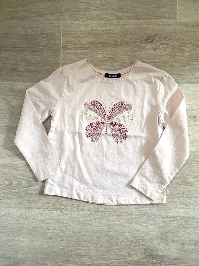 T-shirt manches longues rose papillon 4 ans Okaïdi - photo numéro 1