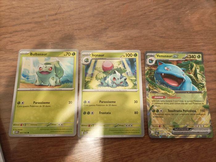 Lot de 3 cartes Pokemon set de base Bulbizarre Herbizarre Florizarre EX 151 - photo numéro 1