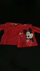 Lot de 2 T-shirts manches longues garçon rouge et Mickey