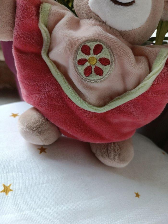 Peluche plush doudou Teddy Bear ours small ajena mou souple corail fleur flower rond - photo numéro 5