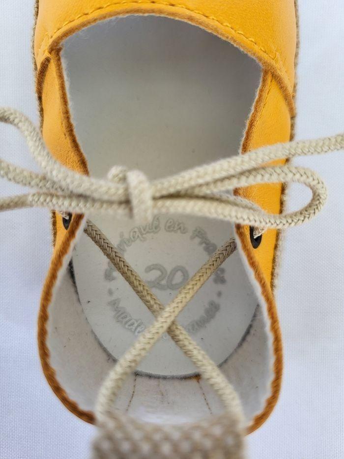 Chaussures espadrille bébé en cuir orange Point 20 Made in 🇨🇵 - photo numéro 3