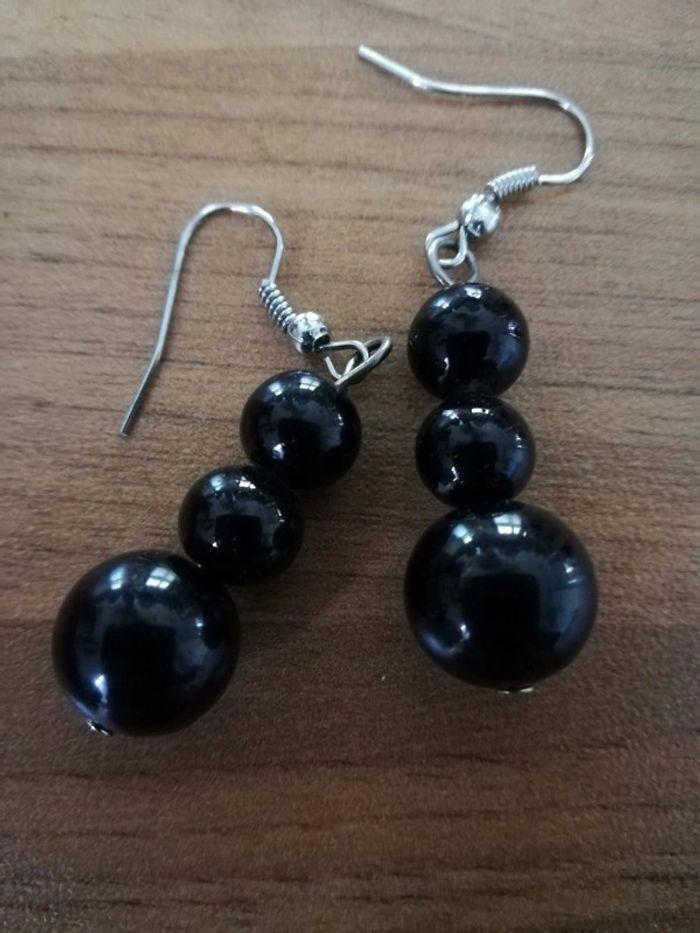 Lot 3 Boucles d'oreilles noires - photo numéro 3