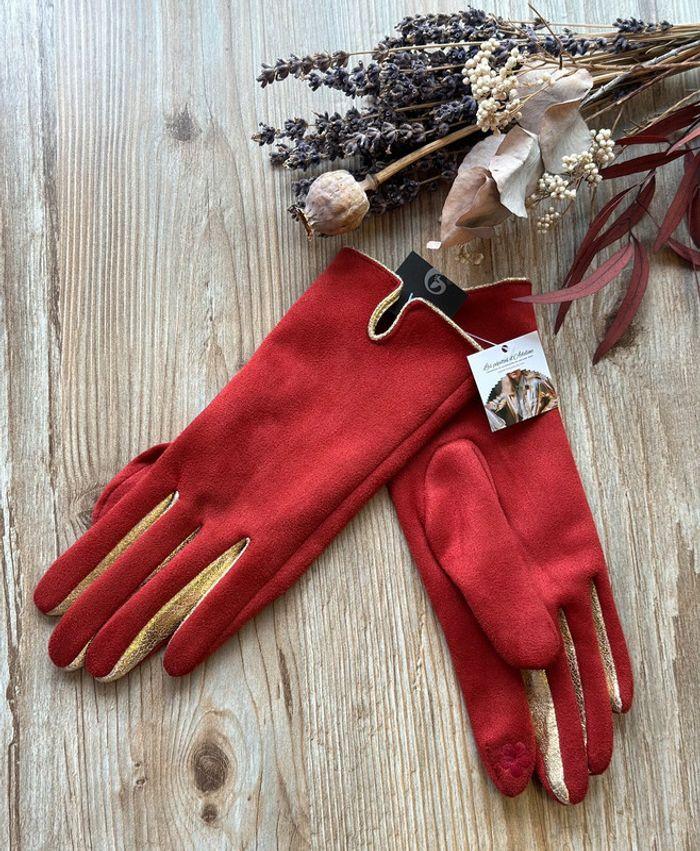 Gants en velours suédine rouge neufs - Eldorada - photo numéro 1