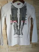 T-shirt bilook 14 ans Blanc et gris avec kaki et rose ttbe