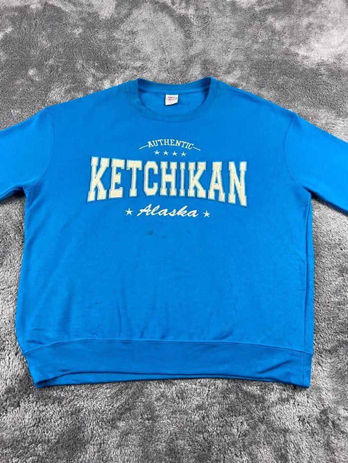 👕 Sweat Ketchikan Alaska Logo brodé Bleu Taille L 👕 - photo numéro 6