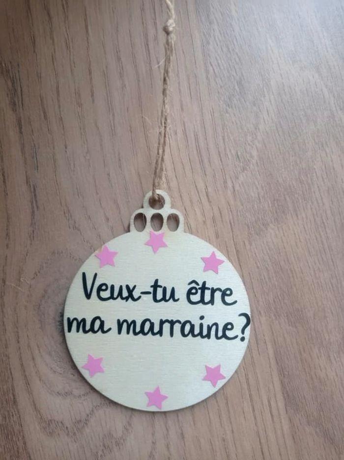 Décoration bois veux tu être ma marraine?