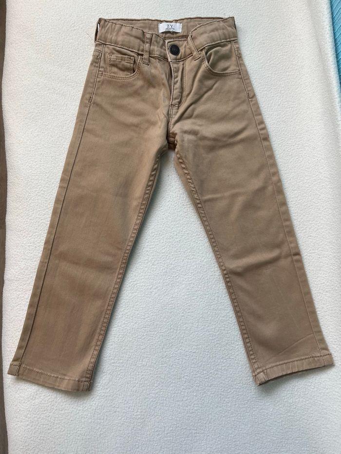 Jean droit beige, ajustable à la taille ZY - photo numéro 1