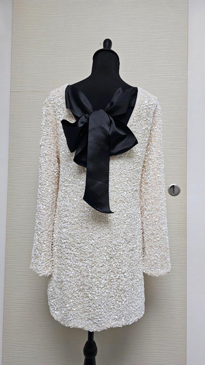 Robe sequins blancs nœuds bow velours virale h&m - photo numéro 3