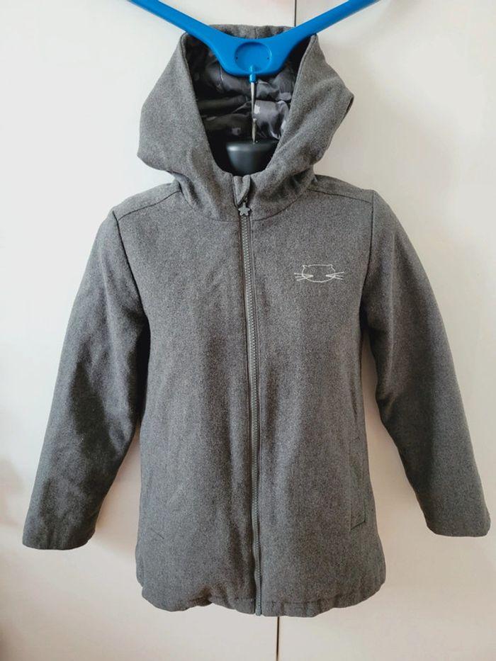 Veste sweat à capuche 50% Laine Graffiti gris broderie chat taille 10 - 12 ans - photo numéro 1