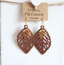 Boucles d'oreilles dorées feuilles en bois (marron) LC327