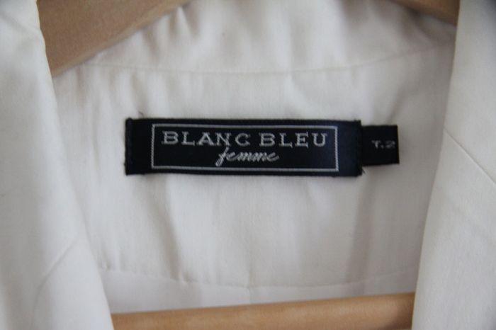 Vintage très belle veste longue / boyfriend marque "Blanc Bleu" - photo numéro 2