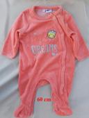 pyjama velours fille orange - smiley - 3 mois