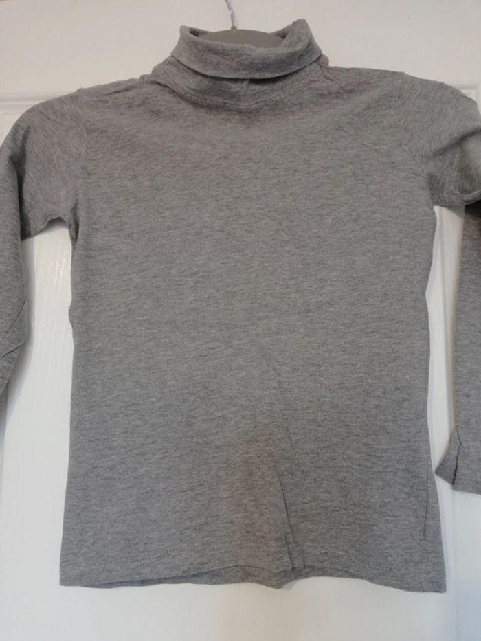 Tee-shirt col roulé gris 8 ans - photo numéro 1