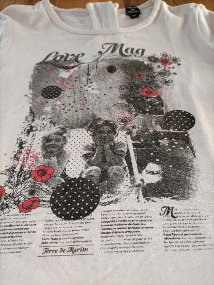 Tee-shirt blanc motifs noirs terre de marins 3 ans - photo numéro 3