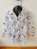 Chemisier fleurs monochrome noir blanc Christine Laure Taille 42 / XL