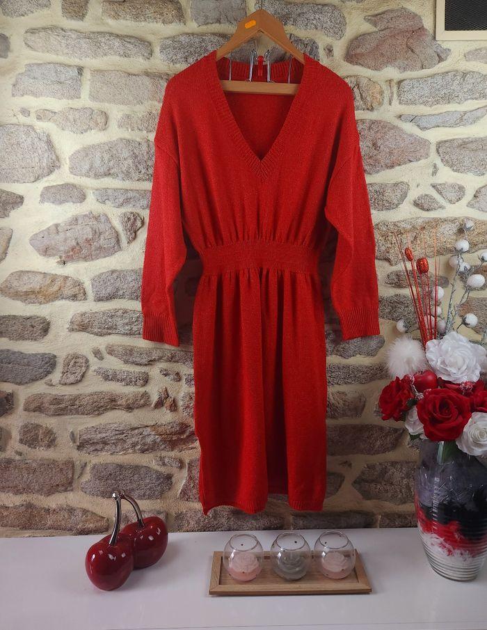 Robe pull en tricot épaules tombantes rouge Femme taille 52 marque Asos 🍬 - photo numéro 1