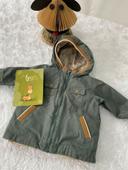 Veste blouson + gilet amovible kaki beige Obaibi  6 mois 68 cm comme neuf