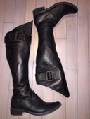 Bottes cuir cavalière (noir mat)