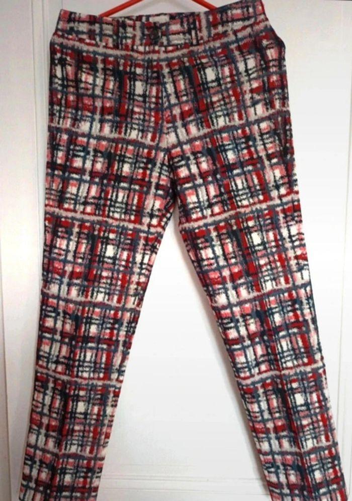 Pantalon Rodika Zanian t.36 carreaux rouge/noir/blanc - photo numéro 3