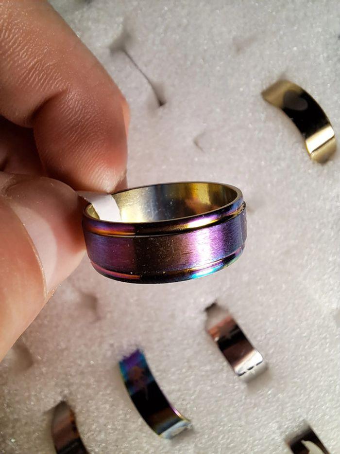 Bague  acier inoxydable arc en ciel - photo numéro 3