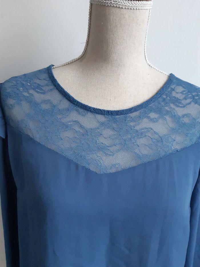 Blouse bleue dentelle Gémo T38 - photo numéro 4