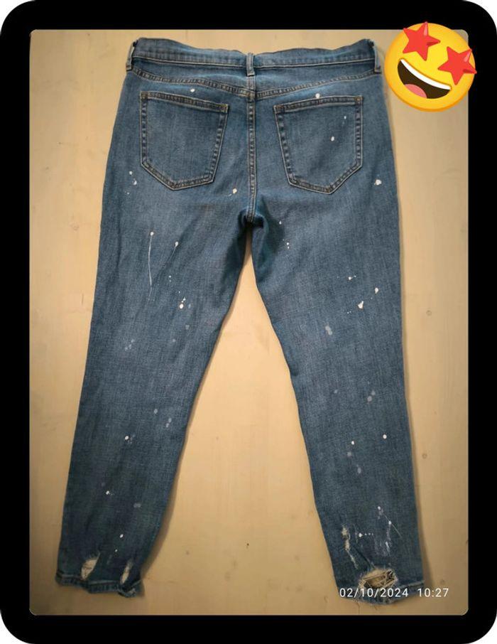 Jeans  vintage slim  bleu  look destroy gap taille 40 (30,) - photo numéro 3