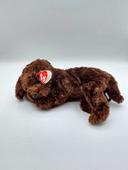 Peluche doudou chien NUZZLE TY Silk 2001 marron chocolat environ 32 cm