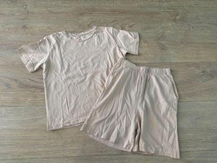 Lot de 2 ensemble short t-shirt kaki et beige - photo numéro 3