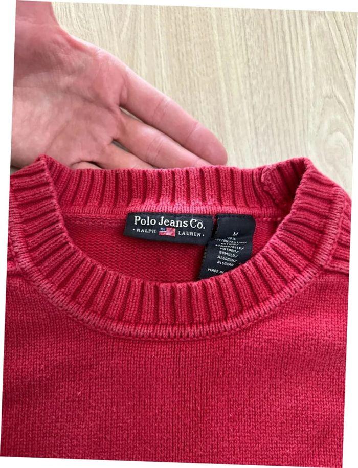 Pull Vintage Ralph Lauren Taille M 100% coton Rouge Authentique - photo numéro 3