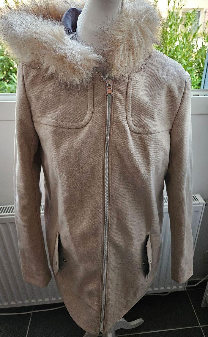 Manteau mi long capuche à fourrure - photo numéro 2