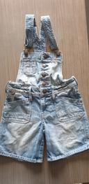 Salopette short en jeans 7/8 ans