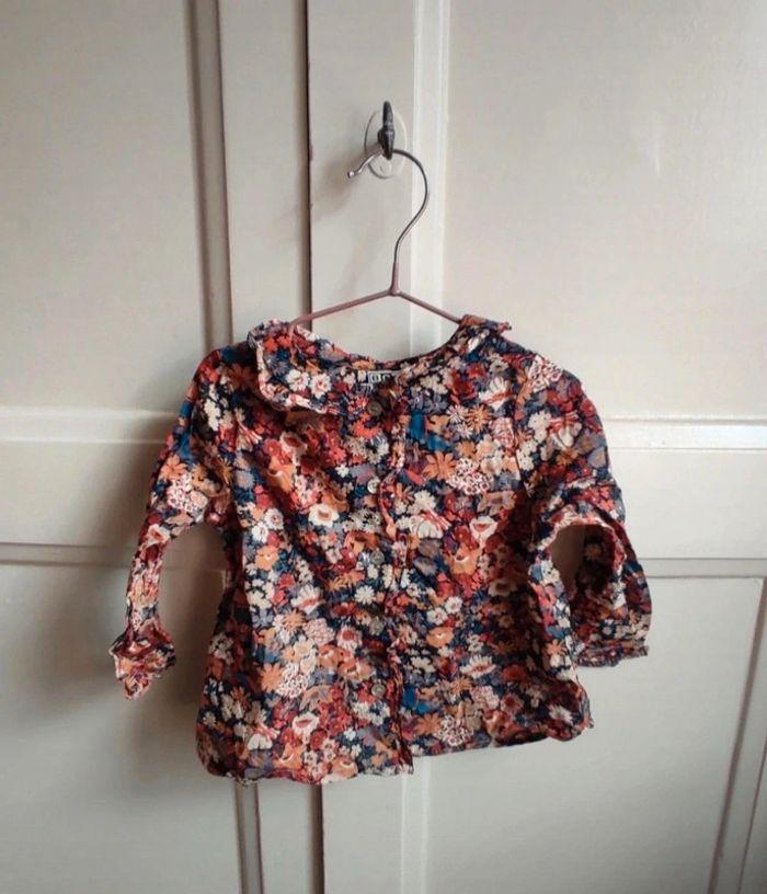 Blouse à fleurs bonton - photo numéro 1