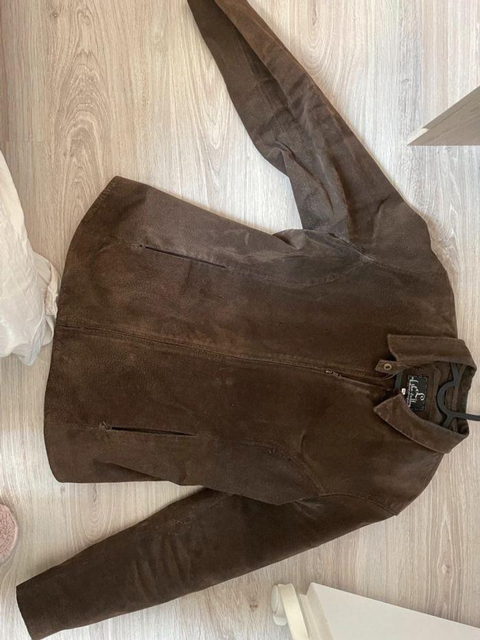 Veste en cuir effet peau marron - photo numéro 3