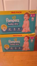 Couches Pampers 2 trio packs Pampers baby dry taille 4+