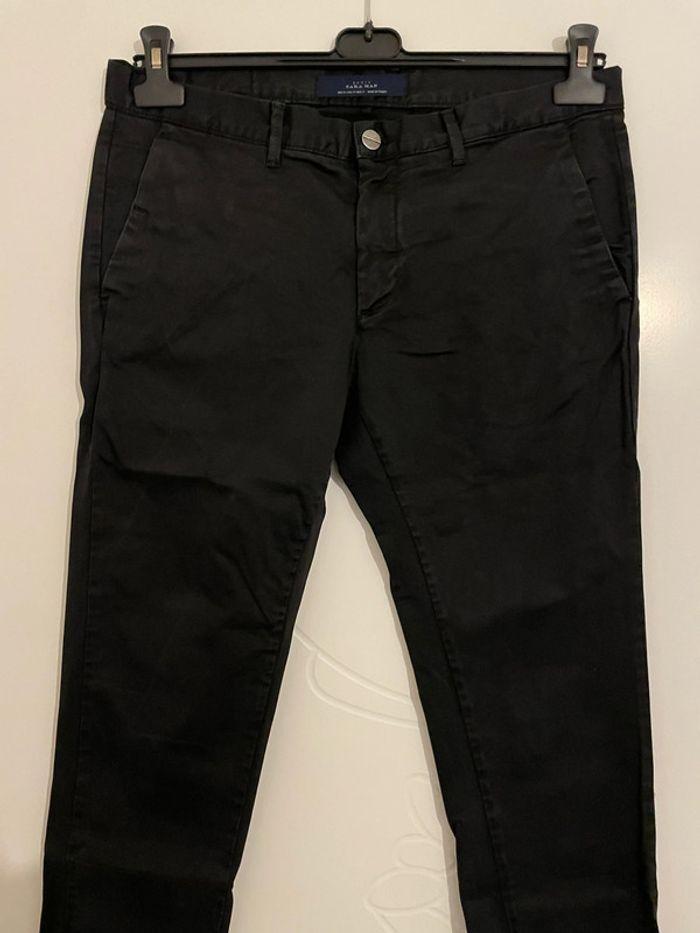 Pantalon noir style chino taille haute coupe slim Zara man taille 40 - photo numéro 2