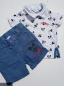 Ensemble  mi saison, été  Disney mickey garçon, polo bleu et  short blanc,  3 mois, motif, Disney