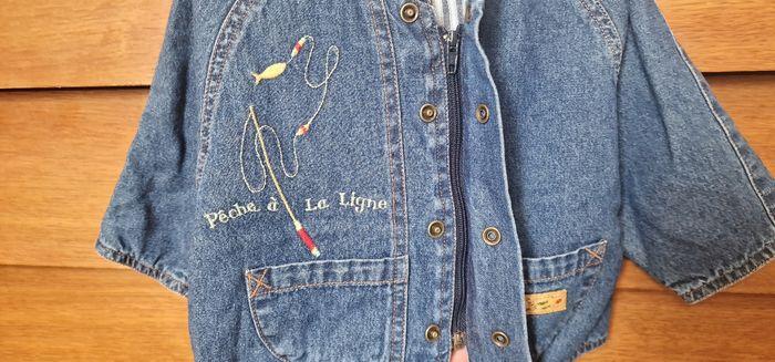 Veste vintage denim doublée Catimini avec détails brodés en taille 6 mois / 60 cm - photo numéro 7